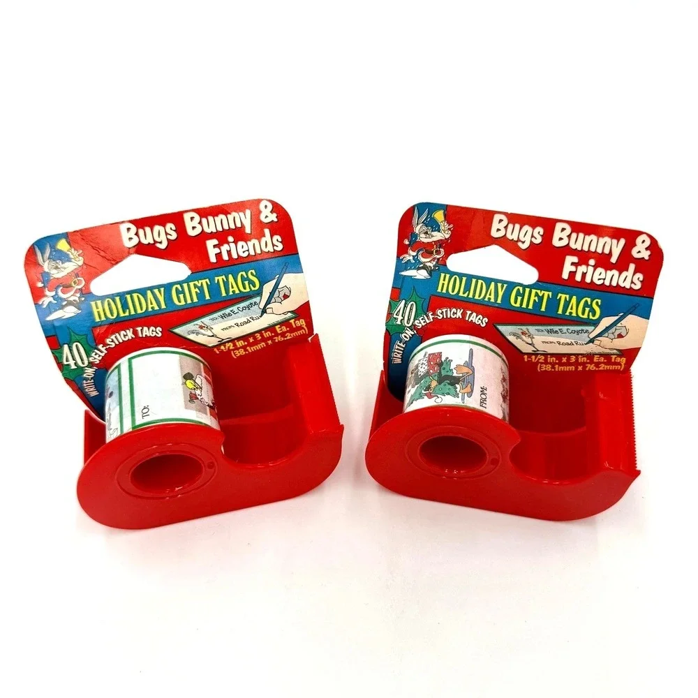 Vintage 1996 Looney Tunes Bugs Bunny Holiday Gift Tags 2 Rolls 80 Self-Stick Tag